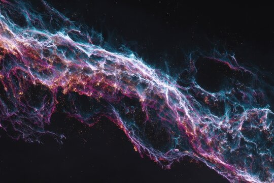 Colorful Veil Nebula Remnant in Deep Space with Stars and Cosmic Dust