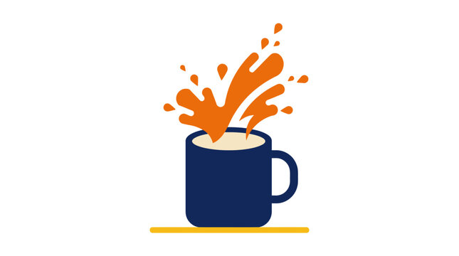 Dark blue coffee cup with splash.