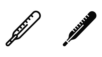 Naklejka premium Black and white thermometer icons showing temperature measurement
