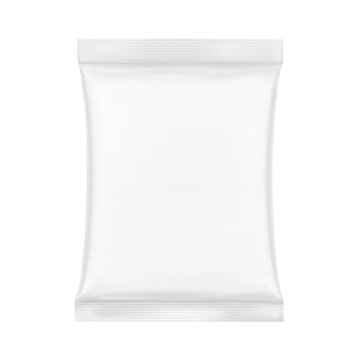 Blank realistic pillow bag mockup.Half side view. Vector illustration isolated on white background. Perfect to create your final pack shot. EPS10.