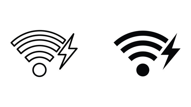 Wifi signal with lightning strike icon design