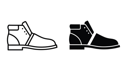 Naklejka premium Black and white side-by-side boots illustration