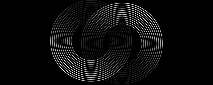 Create a bold look with a centric circle background featuring vector graphics of sound waves.