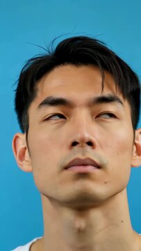 Asian man's face close-up