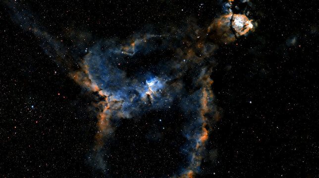 Der Herznebel IC 1805 im Weltraum zeigt Formen und Farben in der Galaxie und zieht das Interesse von Wissenschaftlern und Astronomen an