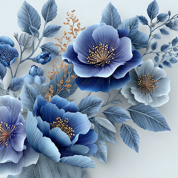 Blue cornflower bouquet with golden center centaurea cyanus
