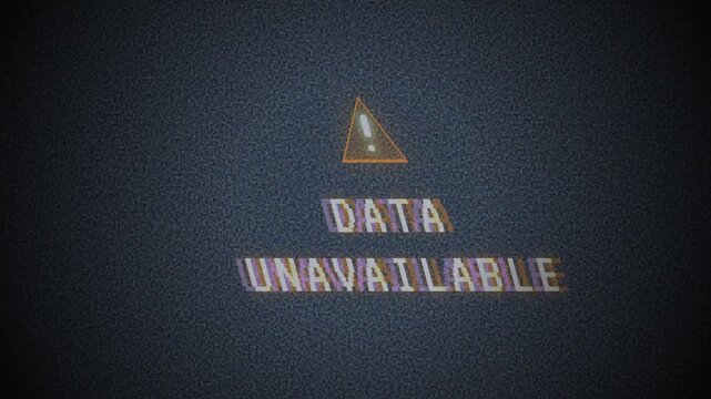 Glitch error messages signal loss and data unavailable warnings on dark digital screen backgrounds.