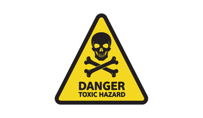 Obraz premium Danger toxic hazard warning sign with skull and crossbones symbol.