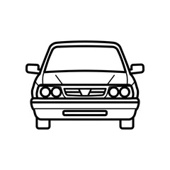 Fototapeta premium Front view vintage hatchback car illustration isolated white background