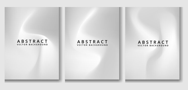 Three white abstract presentation covers with the word ABSTRACT and sample text on a light gray background