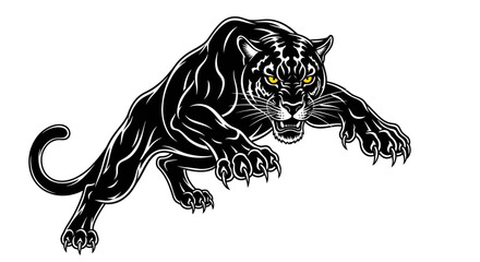 Black panther leaping illustration © Ditz