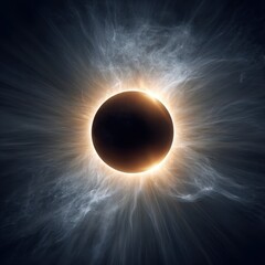 Obraz premium Dramatic Solar Eclipse with Glowing Corona and Wispy Light in Dark Space