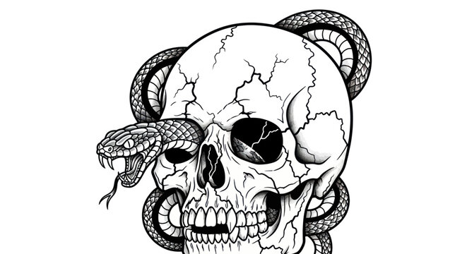 Skull and snake vector illustration