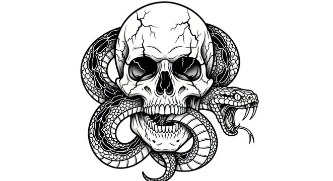 Skull and snake vector illustration