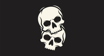 Obraz premium Stacked skull illustration on black background