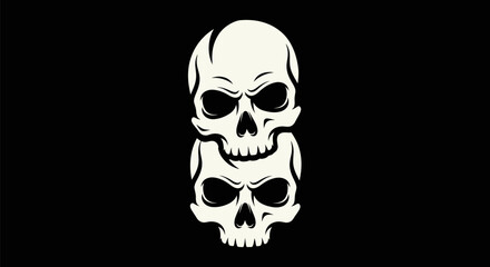 Obraz premium Stacked skull illustration on black background