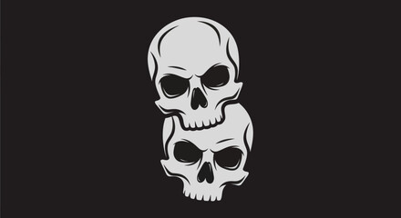 Obraz premium Stacked skull illustration on dark background