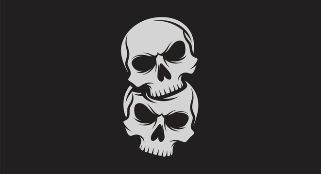 Stacked skull illustration on dark background