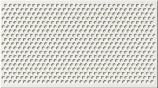White perforated panel texture with uniform circular holes, clean industrial dimple grid surface background