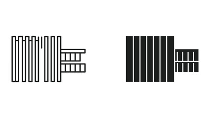 Obraz premium Two variations of barcode icons in black and white on a pure white background