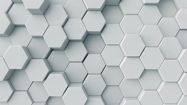 Hexagonal tile pattern, three-dimensional honeycomb structure with light gray texture and shadows