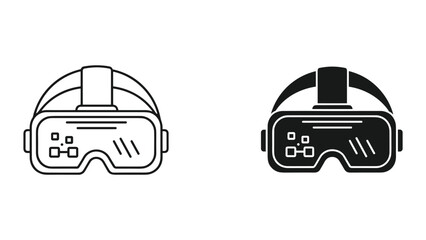 Obraz premium Vector illustration of virtual reality goggles in line and solid styles for digital and gaming concepts