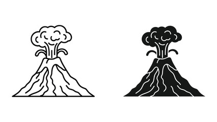 Vector illustrations of volcanoes erupting with smoke and ash isolated on white background © SHAHRIYAR RASEL