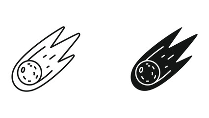 Black and white line art illustrations of two meteors or shooting stars with trails © SHAHRIYAR RASEL