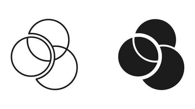 Venn diagram with three overlapping circles in black and white on a white background