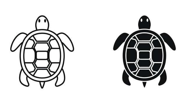Two turtle silhouettes in black and white on a white background