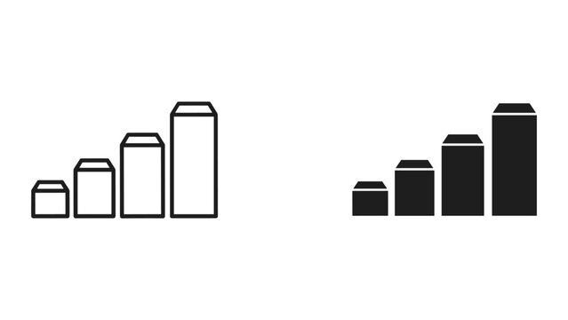Vector illustration of black and white bar chart icons for data analysis and statistics