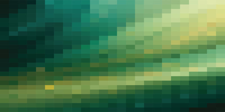 Abstract pixel art background with green and yellow tones.