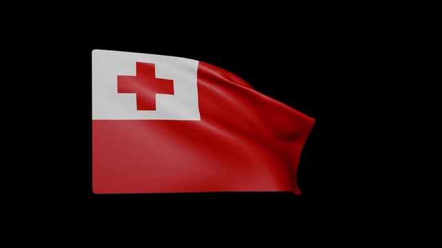 Waving flag of Tonga on black background
