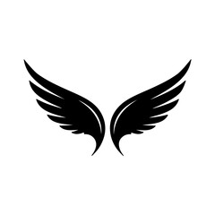 Fototapeta premium Abstract logo with symmetrical curved wings and narrow pointed tips Vector illustration
