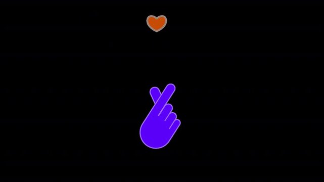 Animation of hand gesture forming love symbol with heart above, perfect for romantic branding, logo reveal, and creative marketing projects in alpha channel 