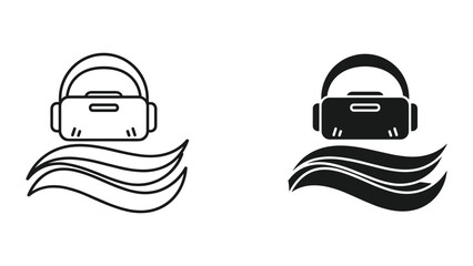 Fototapeta premium Vector illustration of virtual reality headset with wavy lines, isolated on white background for tech and gaming concepts