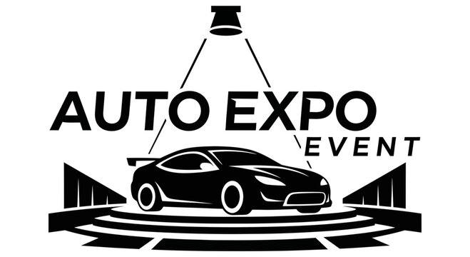 Auto expo event with a sleek sports car on display