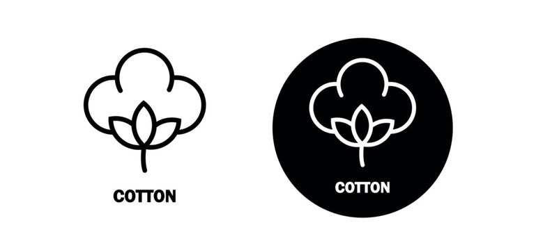 Cotton icon set, fabric of organic cotton symbol set png and vector illustration on transparent background