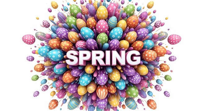 Vibrant colorful spring flower petals scattered in a circular pattern, textured background, spring flowers