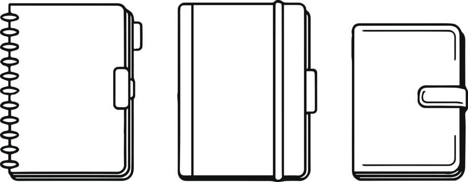 notebook spiral binding clasp elastic band notepad icon set