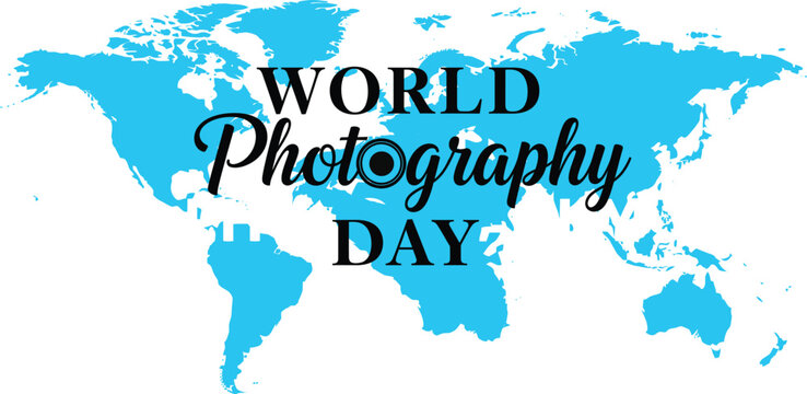 World photography day with cyan world map