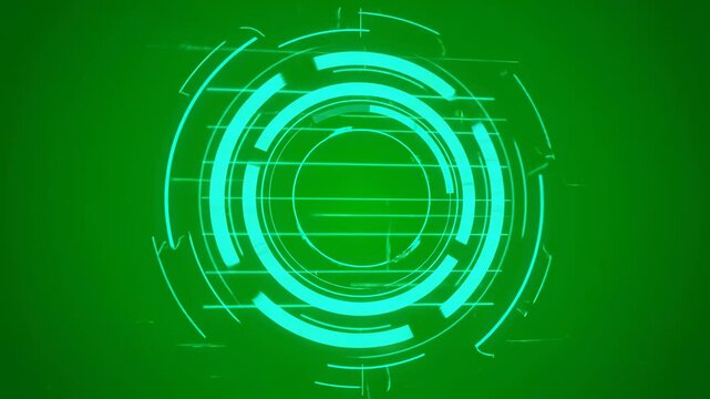Green Tech Circle: An artistic display of glowing tech circles on a green backdrop, symbolizing innovation, data, and technology.