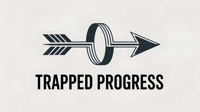 Trapped Progress: An illustration symbolizing stagnation and the obstruction of forward movement, conveying a sense of being held back or constrained.