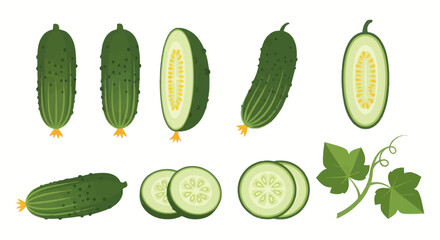 Fresh cucumber assortment isolated on white © Farelious