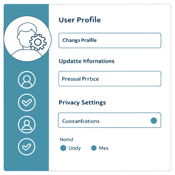 User profile settings page with privacy options and notifications profile gear toggle button