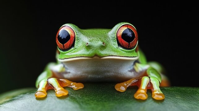 CloseUp of Vibrant Green Tree Frog