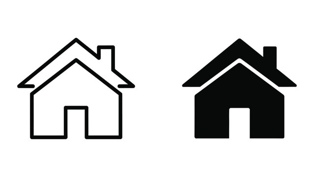 Simple house icons in black and white outline style