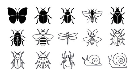Insect silhouettes various bug icon set © Fcraw