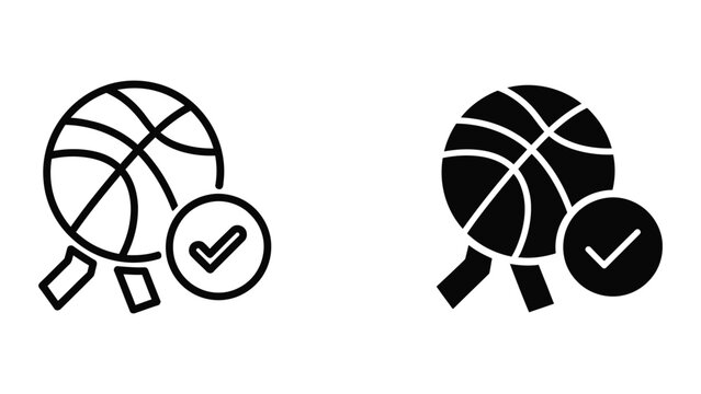Basketball with checkmark approval icons