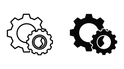 Naklejka premium Interlocking black and white gear icons set